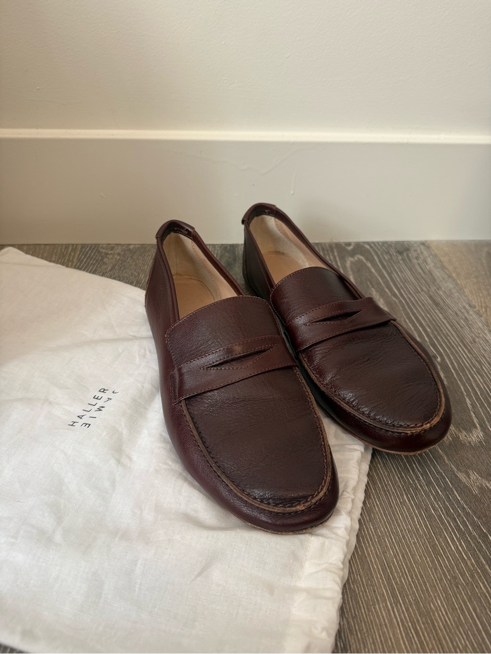 Jamie Haller, Brown Leather Penny Loafers, Size 39 - Picture 2 of 8